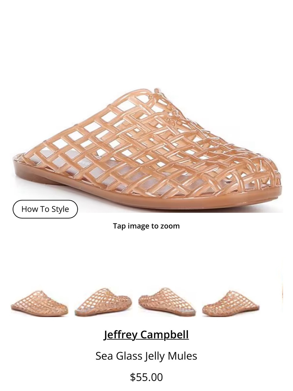 Jeffrey Campbell Nude/Tan Sea Glass Jelly Mule